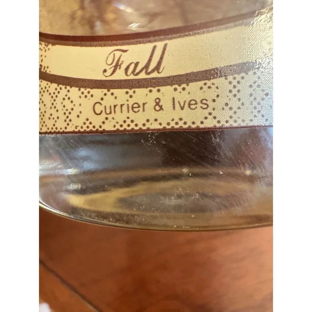 4 Courier & Ives Rocks Glasses Tumblers Homestead Seasons Gold Rims Old Home